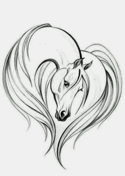 黑白 线稿 手绘 装饰画 马
