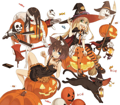 P站 二次元 插画 少女 头像 原创 壁纸 人物 魔女 女巫 万圣节 南瓜 Halloween 木村 [pixiv] id=53249212