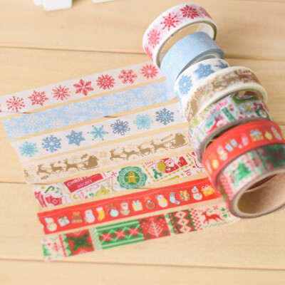 韩国文具 手撕彩色和纸纸胶带 DIY贴纸 圣诞款 5米长