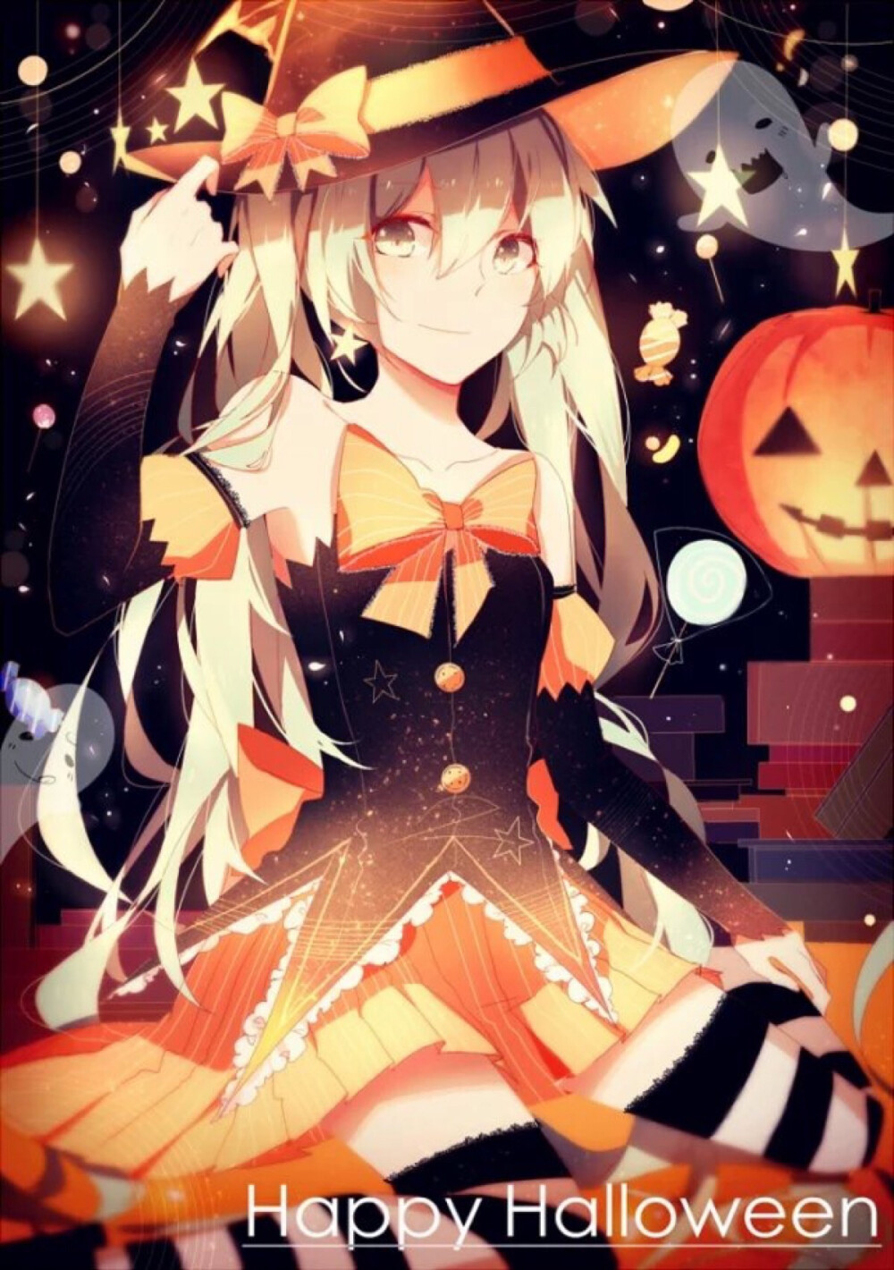 【HAPPY HALLOWEEN】动漫美图转载 二次元 插画 少女 万圣节系列 侵删 「捕夢少女」