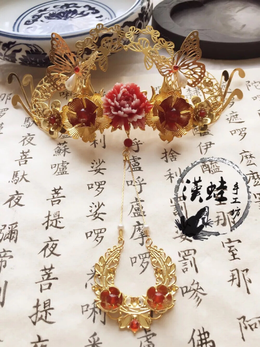 【汉蛙手工坊】花间游 华胥引宋凝婚服系列散件·发冠 纯手工制作 古风cosplay发饰配饰 可新娘婚嫁使用