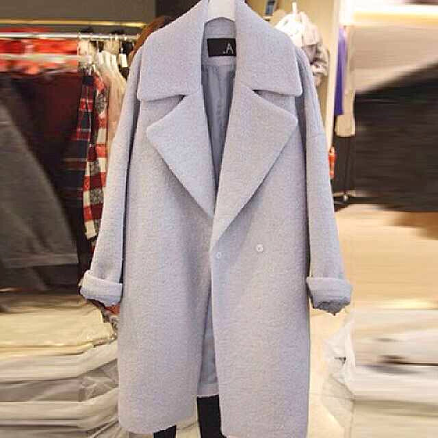 东大门同款秋季新品毛呢外套女 中长款韩版修身显瘦呢子大衣