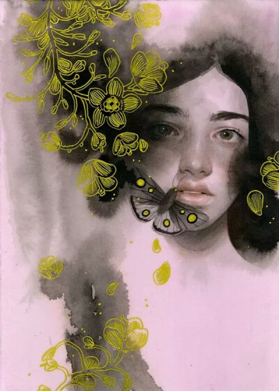 Tran Nguyen，越南籍美国插画师，作品细腻，精致的面容和超现实主义的画风，给画作带上了淡淡的忧郁，而不太浓烈的用色，也让画面变得有额外的视觉感。