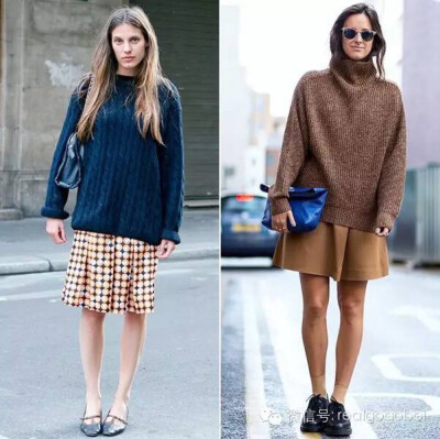 寬鬆毛衣配短裙