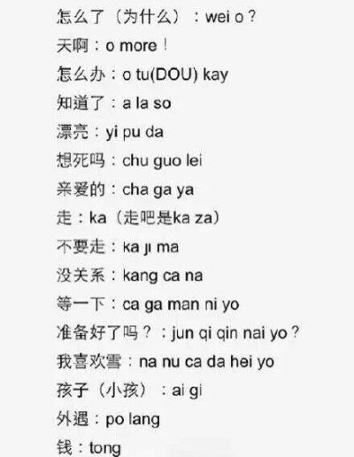 日常韩语 发音 字注