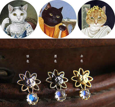 独家天然蓝月光石 中世纪猫咪925银饰吊坠项链《如果世界是猫的》