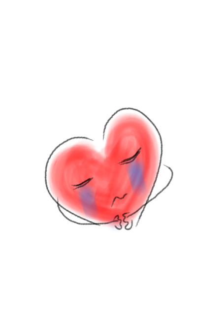 自己抱着自己的心哭。