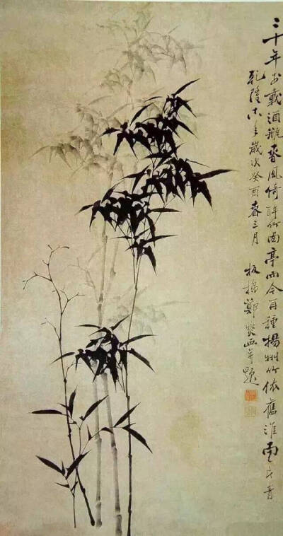 《兰竹菊》郑板桥（1693-1765）应科举为康熙秀才，雍正十年举人，乾隆元年（1736）进士。工诗、词，善书、画。诗词不屑作熟语。画擅花卉木石，尤长兰竹。兰叶之妙以焦墨挥毫，藉草书中之中竖，长撇运之，多不乱，少…