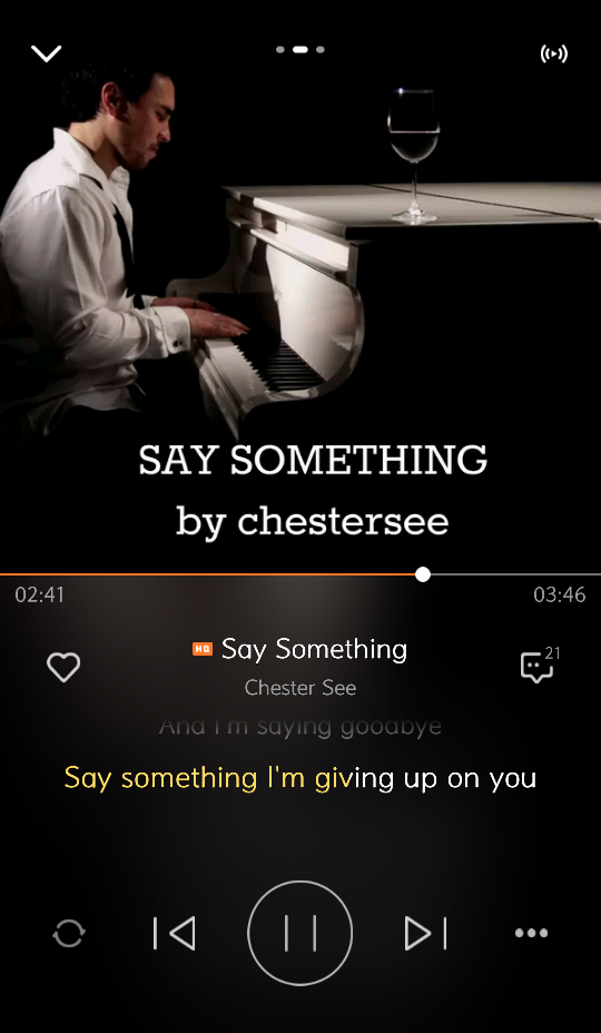 Chester see《say something》（很好听的嗓音，一直想找这首歌，今天找到的这个版本最喜欢了。）