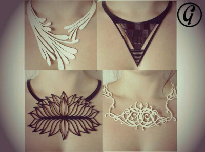 材质以皮革和橡胶为主，融入剪纸元素的创新饰品，在欧美市场价格在10～100欧元不等。（本人非代购，勿扰。）