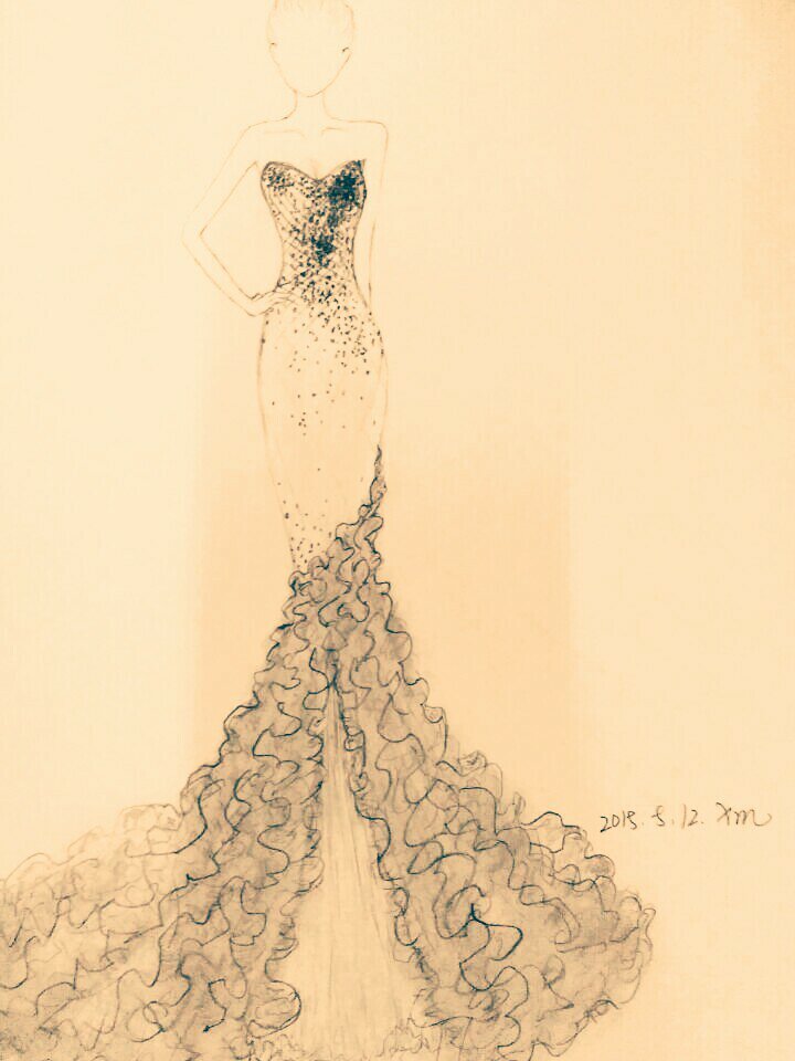 手绘 草图 素描 婚纱 礼服 优雅 唯美 艺术 草稿 素描 铅笔画 设计