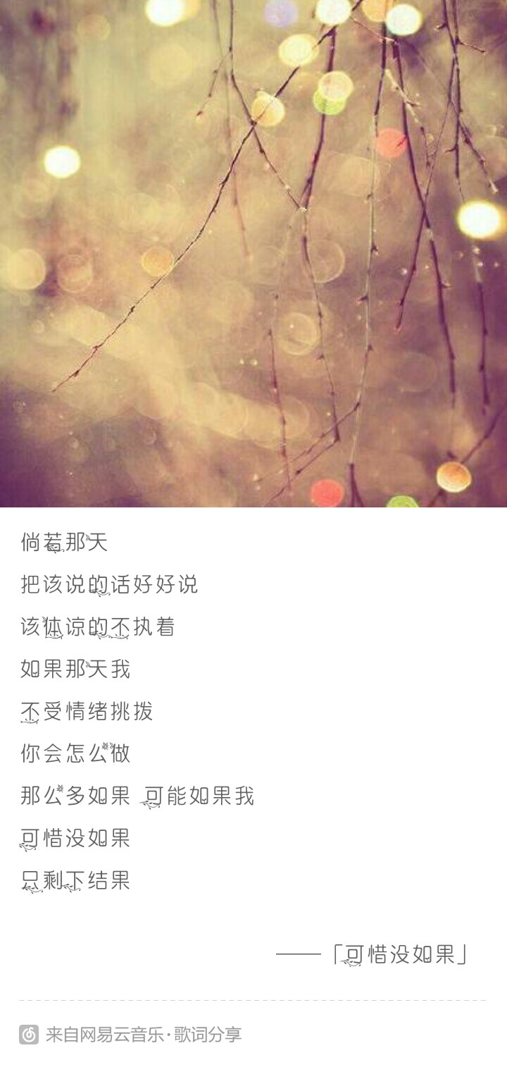 可惜没如果