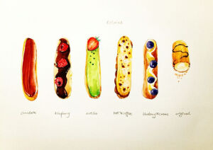 闪电泡芙，要忌口所以把想吃的都画下来过瘾！