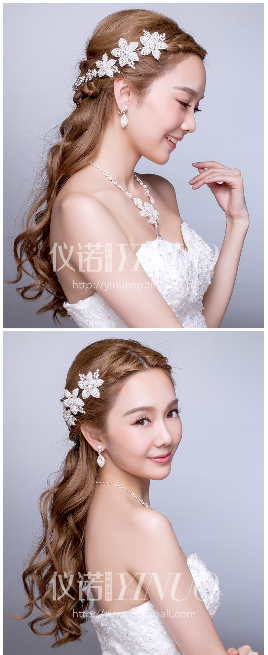 仪诺 新款新娘头饰韩式项链耳环发饰套装婚纱婚礼服配饰结婚饰品 简约珍珠套装 优雅轻奢 与生俱来精致 效果超赞