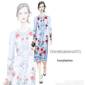 【笔尖时尚】 手绘插画 时装插画 素材 时尚插画 DolceGabbana 2015FW fash 玫瑰有刺，因為是玫瑰。来自 fanqifashion 投稿