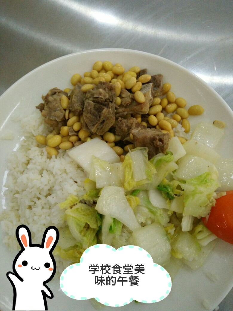 黄豆排骨，大白菜，美味营养午餐