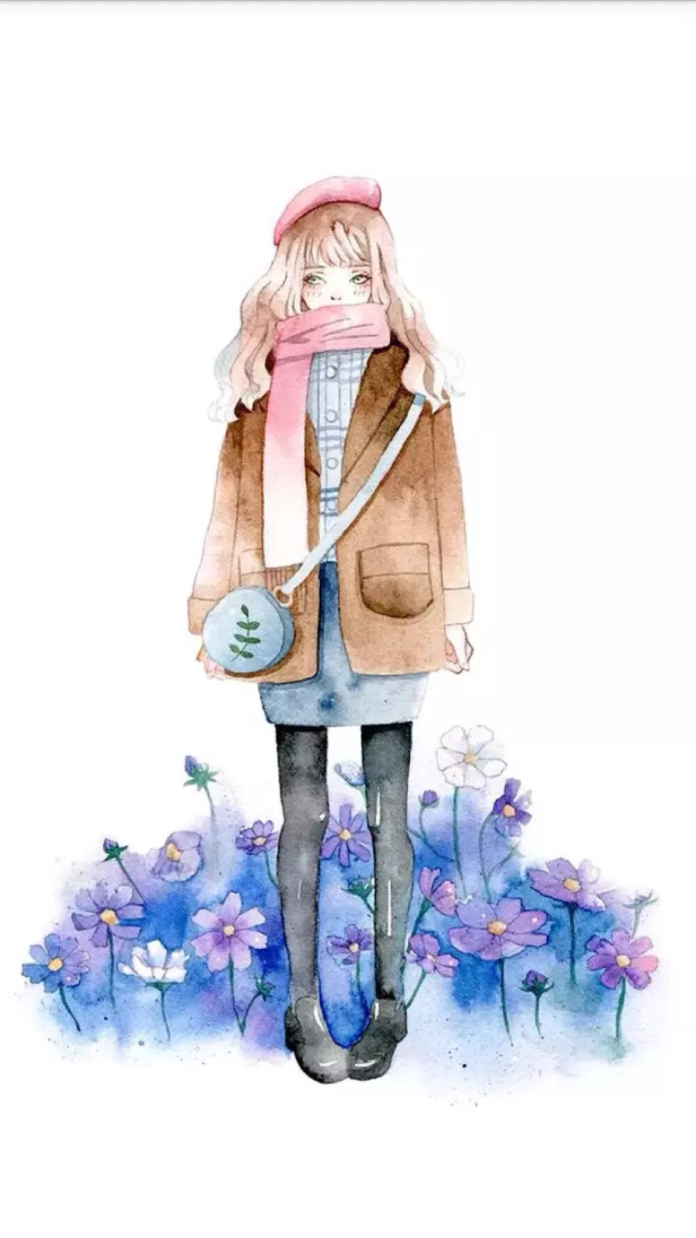 唯美水彩少女小清新温馨治愈花萌二次元高清壁纸