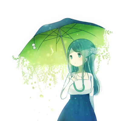 绿色-打伞女孩纸