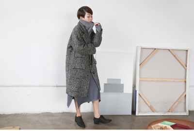 YELLOWQUEEN独立设计 秋冬Vintage茧型轮廓 羊毛圈圈保暖呢大衣