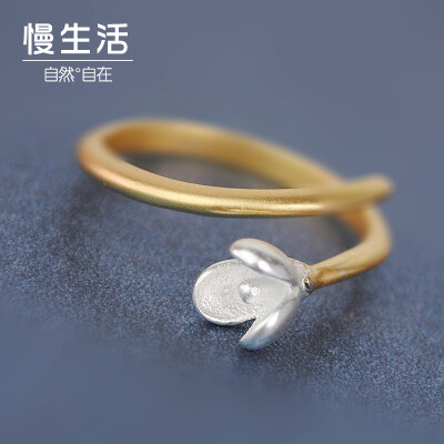  慢生活925纯银戒指 韩国唯美清新花朵食指中指可调节戒子女