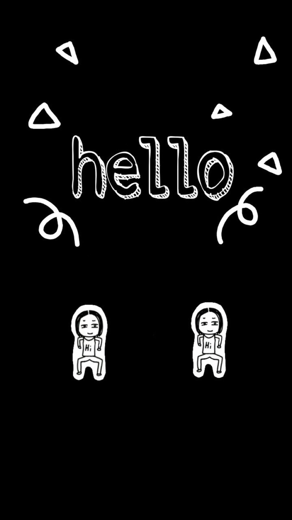 iphone壁纸黑色调黑白hello