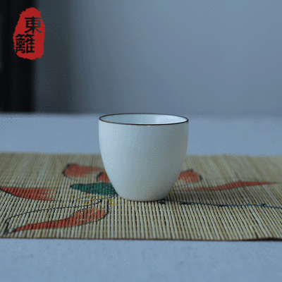 东篱茶具 景德镇脂白功夫茶杯陶瓷手绘闻香杯品茗杯普洱杯