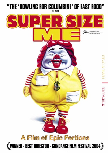 「大号的我 | Super Size Me」这是由摩根·斯普尔洛克执导的一部颇为有趣的纪录片。
针对麦当劳快餐和美国人身材肥胖等健康问题之间的关系，摩根策划了一个“以身试法”的实验方案：在一个月里，除了去麦当劳点餐，他不再吃别的食物。在一日三餐麦当劳对肠胃狂轰滥炸后，摩根发现了自己身体急剧的变化：体重飞涨30磅，血压飚升，精神倦怠，呼吸闷滞，性生活质量骤降。摩根用亲身的试验结果，告诉那些依恋速食快餐的人们，回归健康膳食是如何的迫切。否则，就像摩根的遭遇一样，连女友都快要被吓跑。