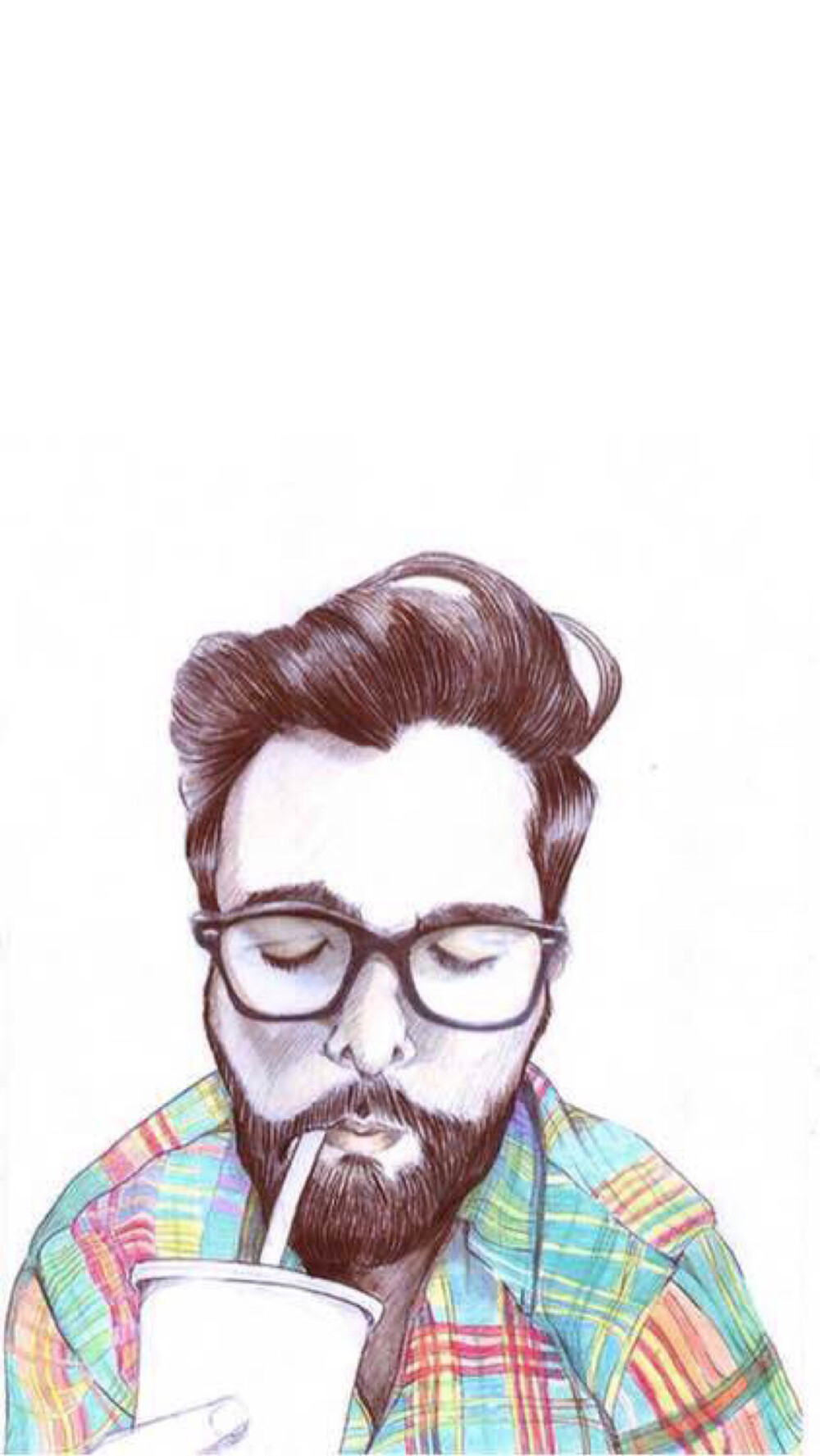 iphone手机壁纸小清新可爱简单卡通纯色大叔