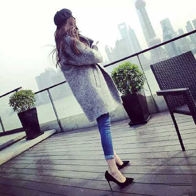 翻边牛仔裤，显高显腿瘦