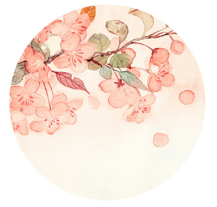 桃花水彩手绘小清新涂鸦王国瑶背背