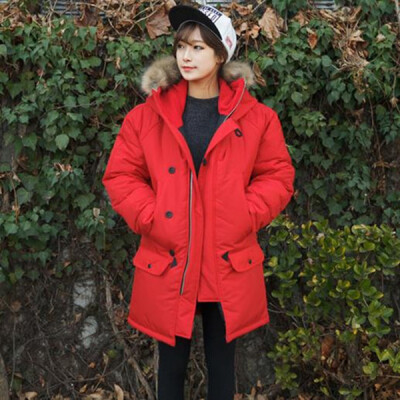韩国ulzzang冬装女装中长款夹棉加厚棉服棉袄棉衣外套女大衣