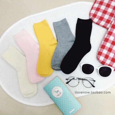 韩国ACC搭配必备 每人每年都需要的彩色百搭堆堆袜 针织好质量