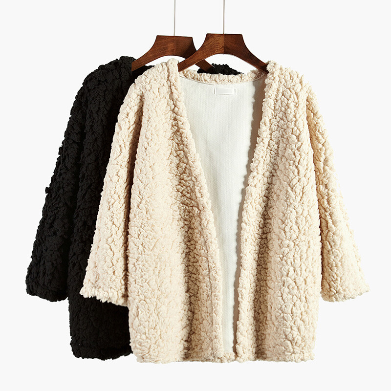 秋冬韩版棉衣外套女 潮流宽松加厚中长款棉袄羊羔毛外套