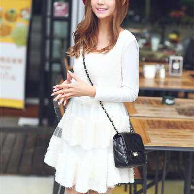 HW 店主实拍 定制款 韩版休闲款式纯色圆领连衣裙L4048