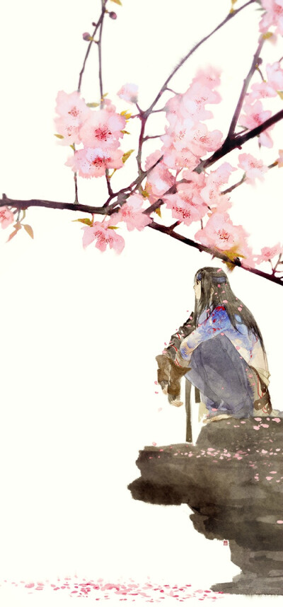 剑网三 同人 丐帮 桃花 手绘 插画 水墨 古风 中国风 @伊吹五月 伊吹鸡腿子