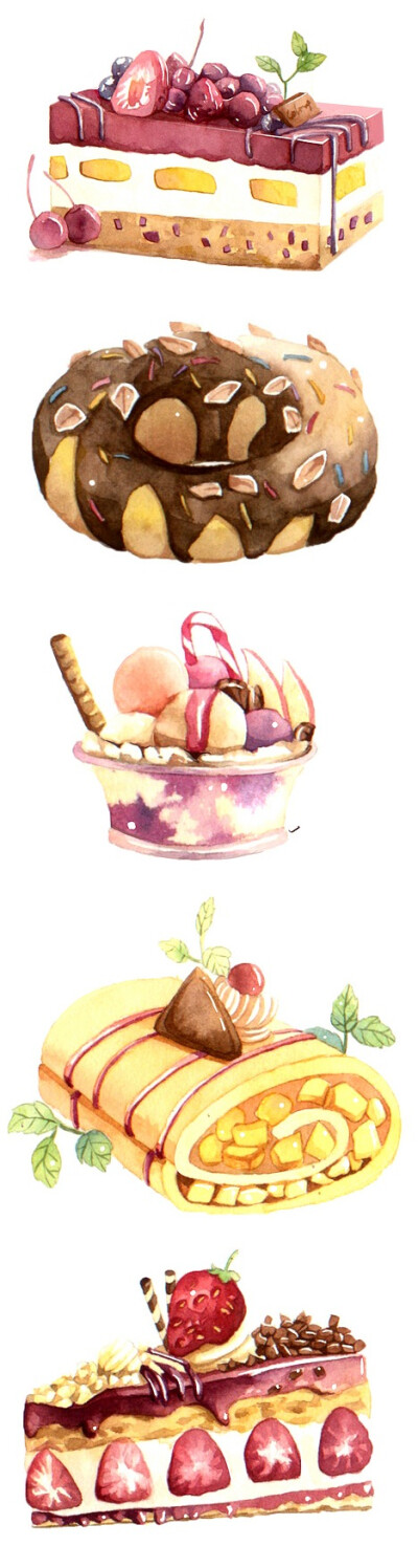甜食 水彩 插画 by Kamenashi馨