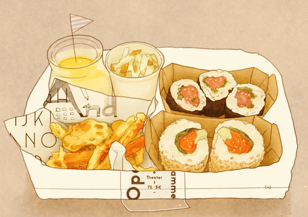 手绘水彩 美食食物 寿司盘 插图插画 涂鸦 日本料理
