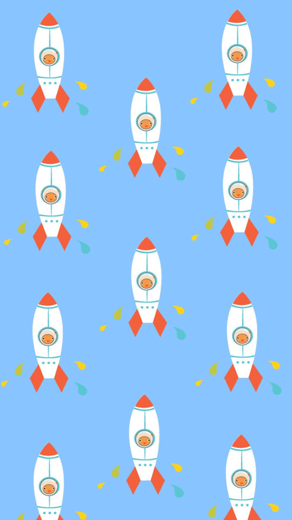 iphone壁纸高清平铺火箭手绘可爱小清新