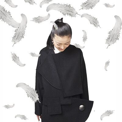 介面羊绒外套冬设计师女装解构独立原创设计私人定制