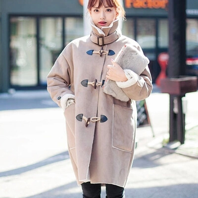 秋冬韩版女装时尚气质宽松麂皮绒羊羔毛外套保暖大衣