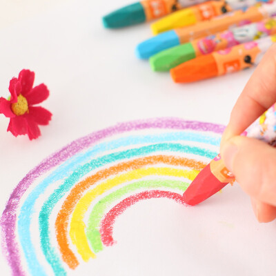 韩国卡通高档盒装六角形油画棒蜡笔12色18色24色36色儿童涂鸦画笔