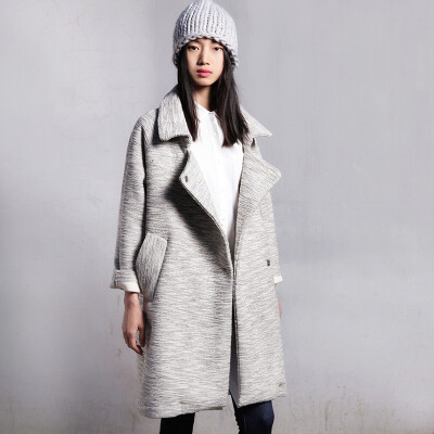 画粉製衣设计师原创女装冬装空气层中长外套宽松廓形大衣