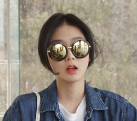 韩国夏季 帅气复古风圆形框架韩版女士潮款太阳眼镜