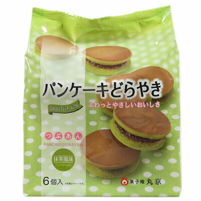 日本进口糕点 菓子庵丸京6个装抹茶红豆铜锣烧324g多啦A梦豆沙包