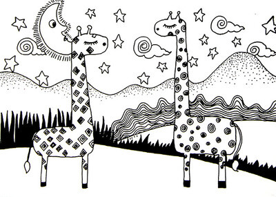 长颈鹿线描画