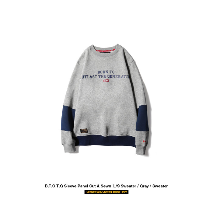 RANDOMEVENTRDET15AWV2 PRINT SWEATER 灰色拼接印花抓绒卫衣