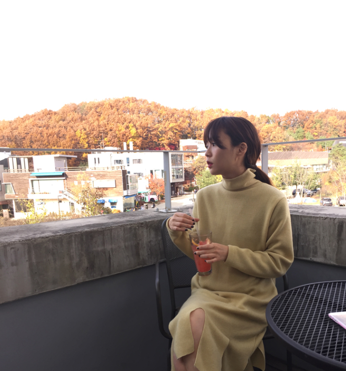 韩国 多色 小高龄 针织 下摆开叉 连衣裙 推荐