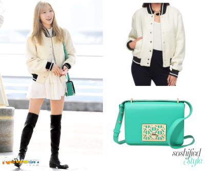 Juicy Couture: Berber Wool Varsity Bomber @ juicycouture.com $268 Louis Quatorze: Green Cross Body Bag @ louisclub.com ₩568,000 ₩511,200