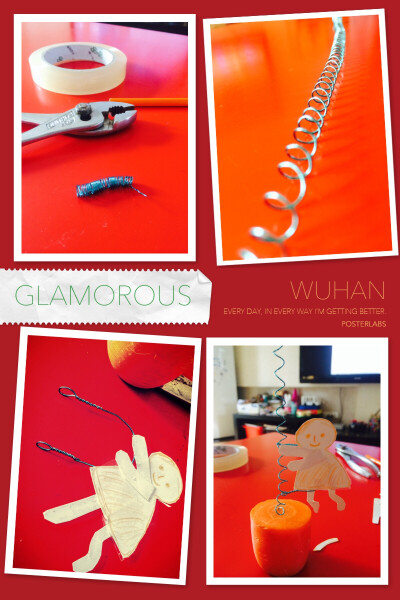 #diy玩具#铁丝缠在笔或者筷子上缠成弹簧状 然后取小段铁丝圈成小圆圈⭕️ 找一个可以固定的底座 我用的胡萝卜 把小人粘在小铁圈上 然后从上套入弹簧状铁丝就OK了 可以开始爬树了