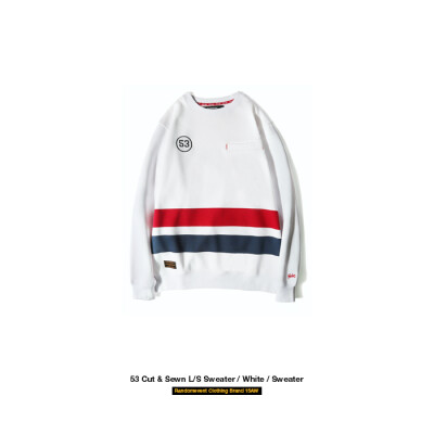 RANDOMEVENTRDET15AWV1 PRINT SWEATER 白色撞色袖抓绒卫衣